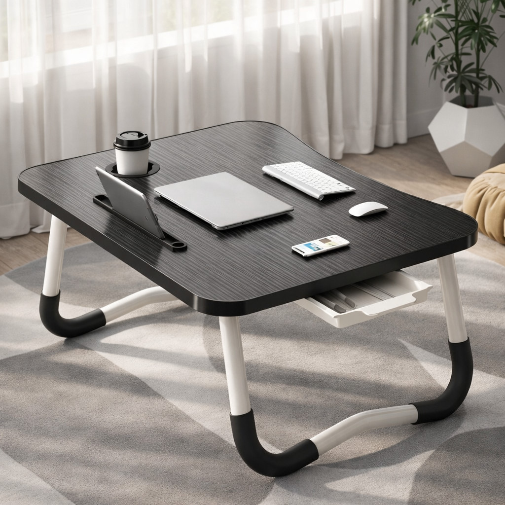 Mesa Portátil Dobrável com Gaveta – Perfeita para Notebook, Tablet, Sofá, Cama e Chão