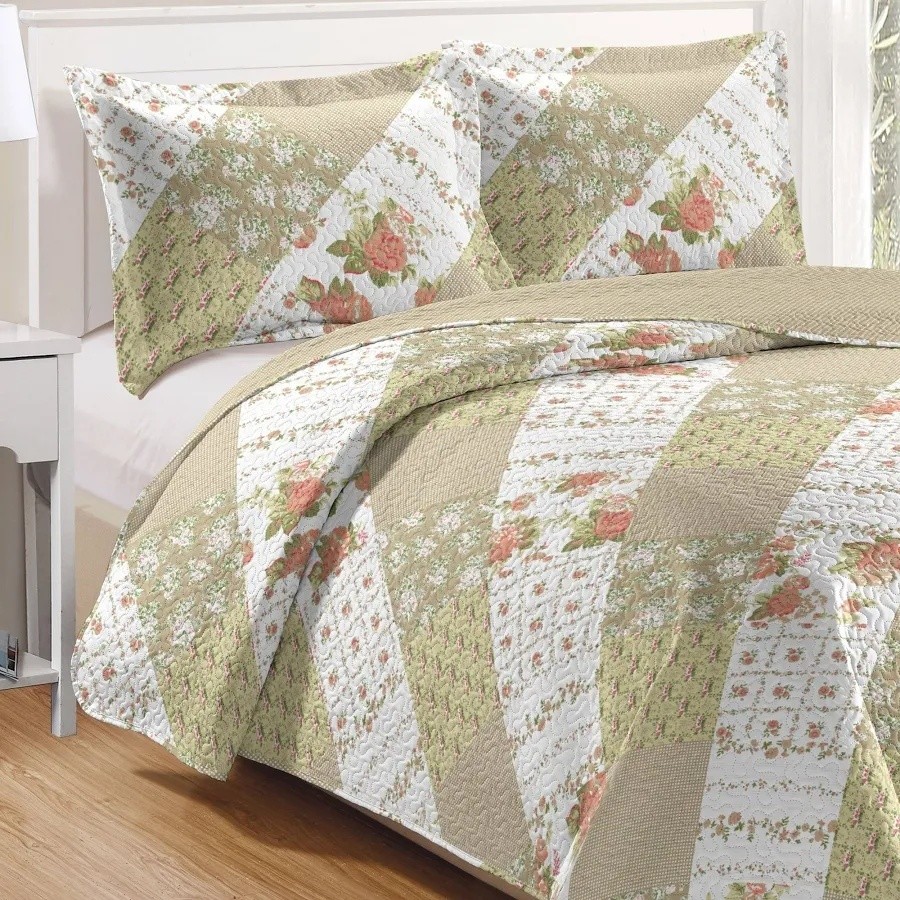 Kit 2/3 Colcha Bouti Patchwork Solteiro/Casal/Queen/King Floral Cor Aleatória em Oferta na Shopee