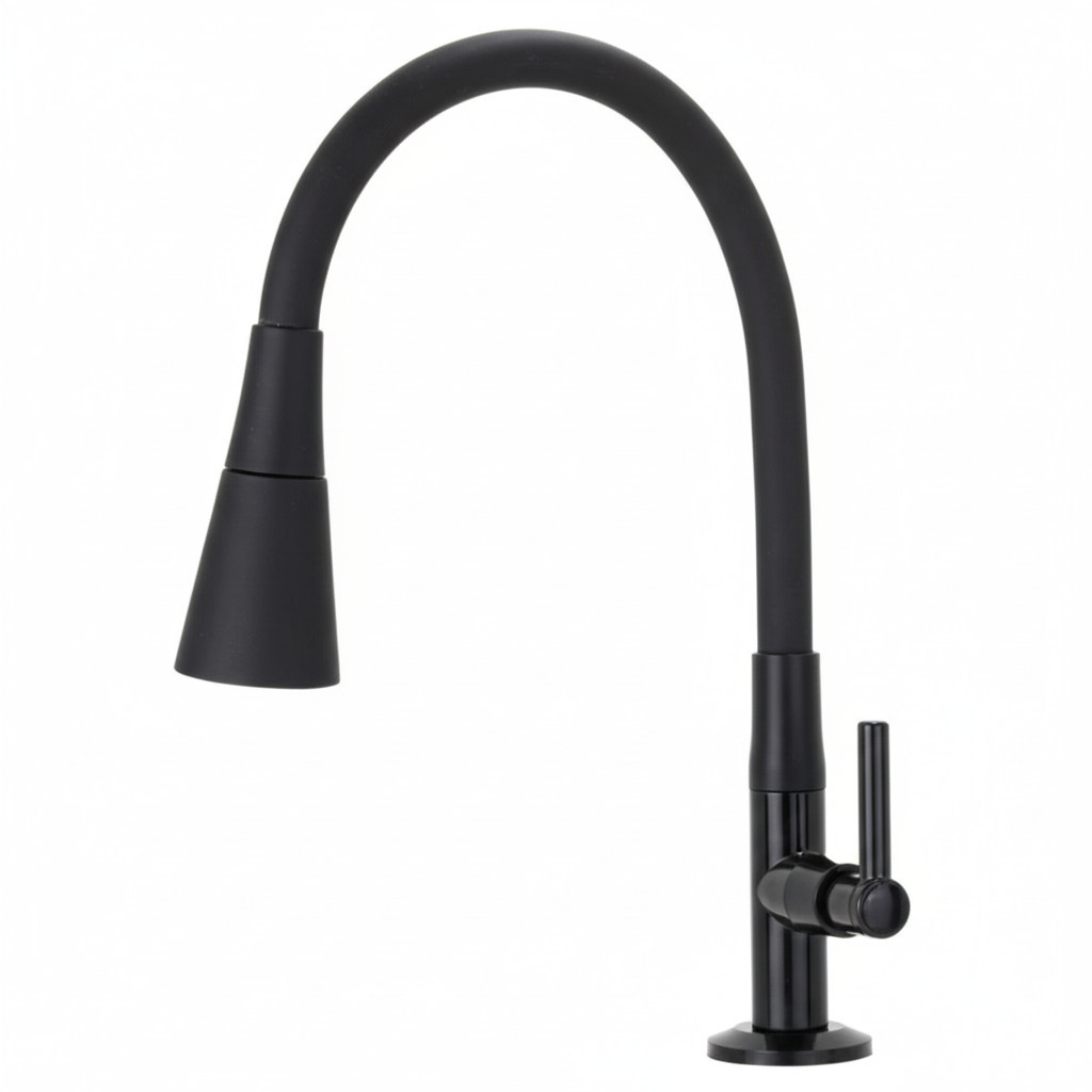 Torneira Cozinha Gourmet Preta Flexivel 2 Jatos 1/4 de volta para mesa pia bancada e mármore