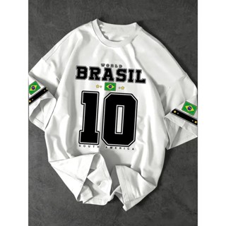 Tshirt Feminina Brasil 10 Estampada Lançamento Camiseta 100% Algodão Camisetão Camisa Temos Plus Size em Oferta na Shopee