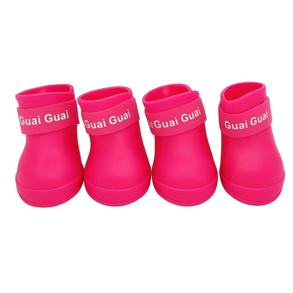 Bota de Borracha para Cachorro Pet Botinha Sapato Pequeno Antiderrapante Ajustável Rosa