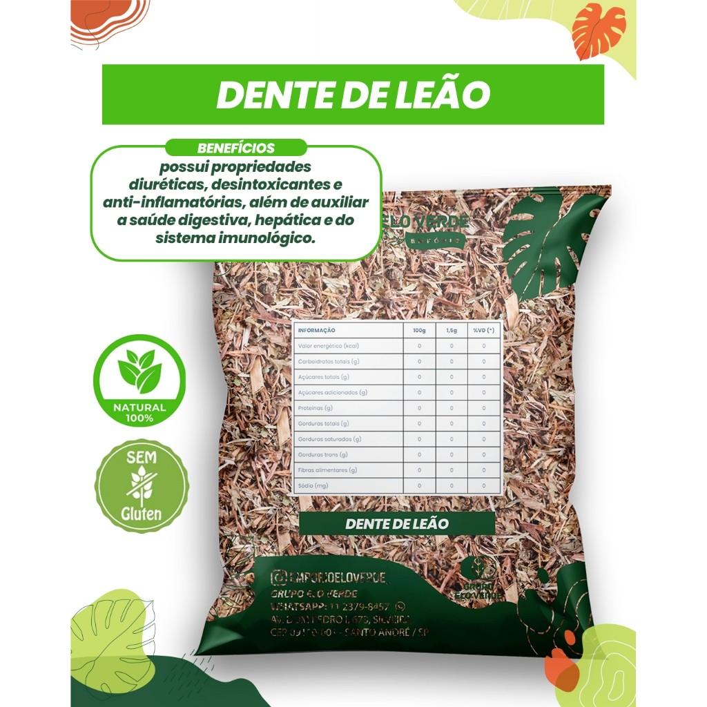 CHÁ DENTE DE LEÃO DIGESTÃO, MELHORA DO SISTEMA IMUNOLOGICO 100G em Oferta na Shopee