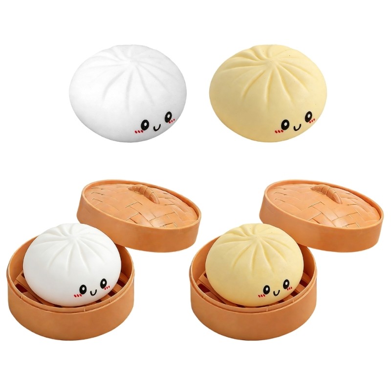 BTF Dumpling Stress Sensorial Para Crianças E Adultos Squeeze Toy Massa Elástica Com Steamer Caixa Decorações De Escritó