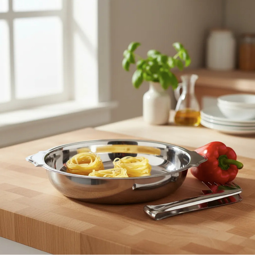 Conjunto Para Massa Travessa Redonda Pegador Inox Cozinha