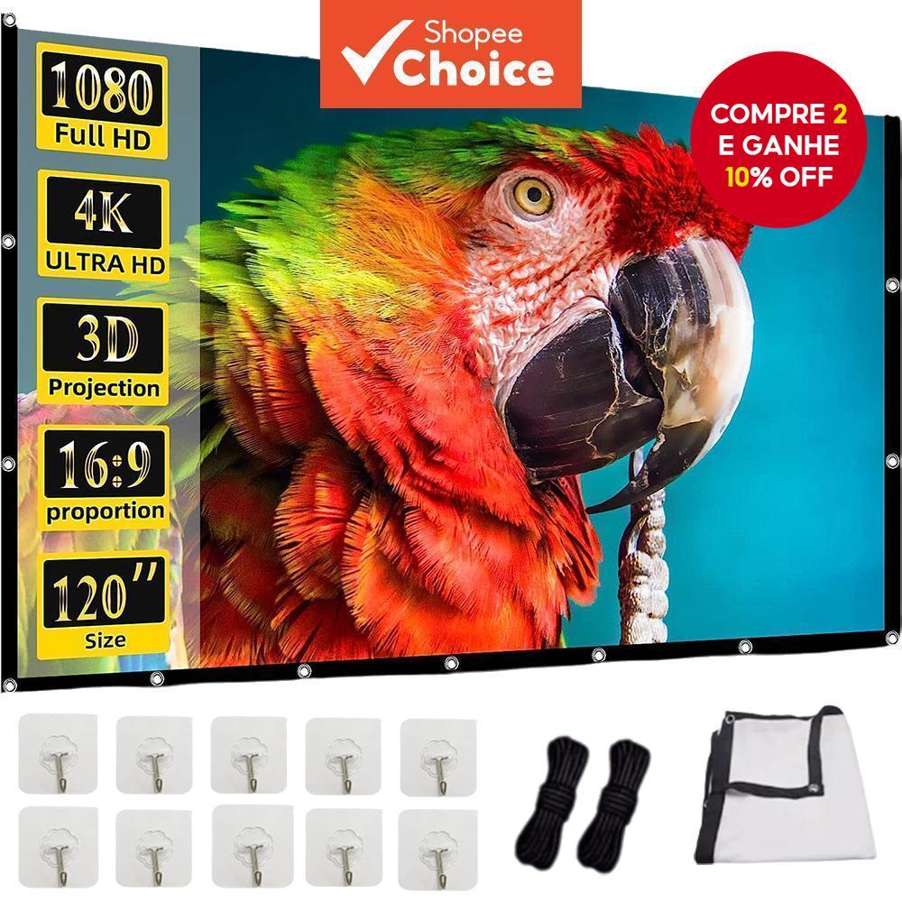 Tela Do Projetor Branco/Metal Cinza 60-250 Polegadas Dobrável Portátil Menos Vincos Para Home Theater