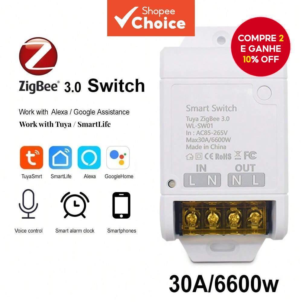 Zigbee 3.0 para Interruptor Smart WIFI da Tuya Automação Residencial Módulo Relé 20A 30A 6600W Temporizador DIY
