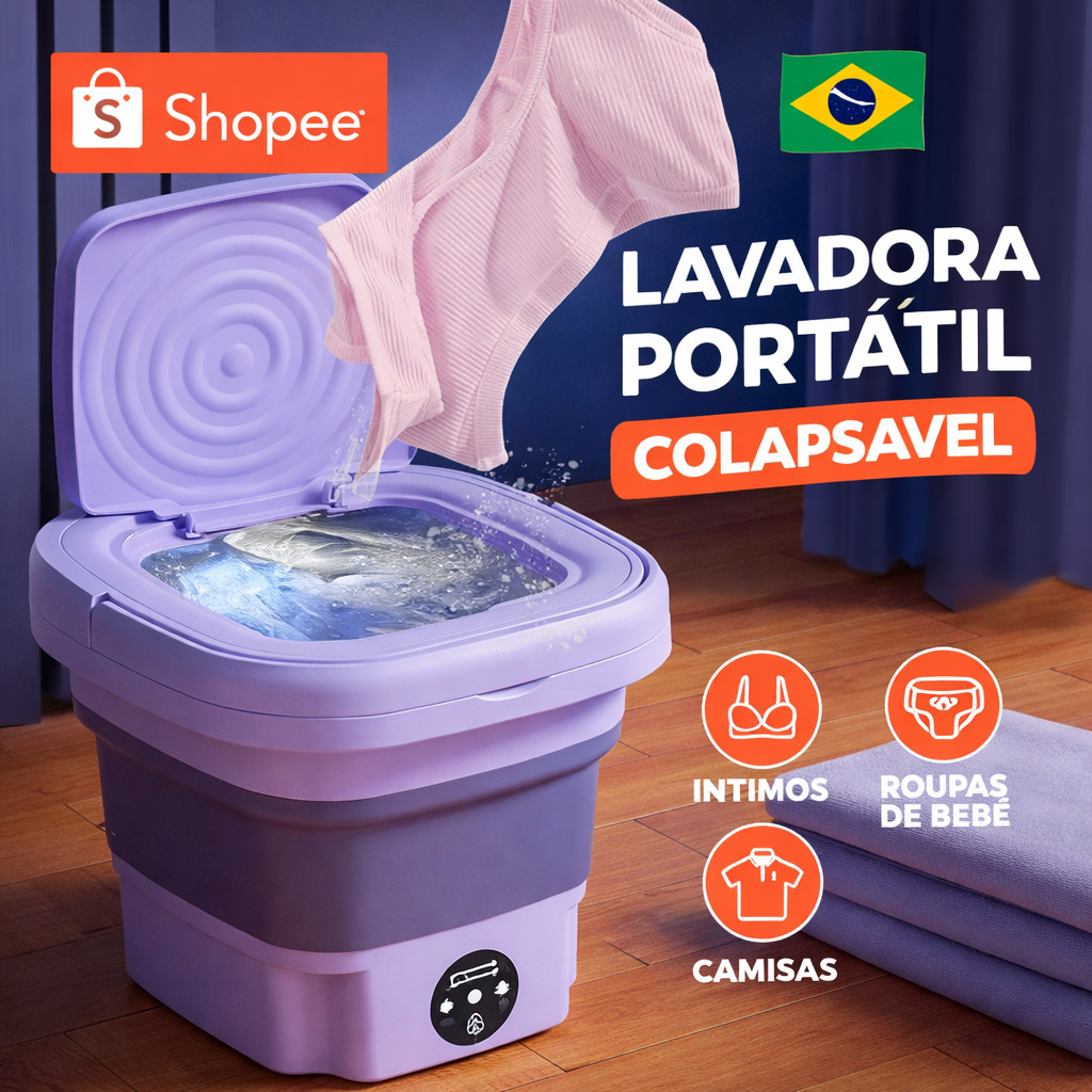 Imagem Mini Máquina de Lavar Roupas 11 llitro 110V/220V Centrifuga Dobrável Portátil Moderna Para Roupas