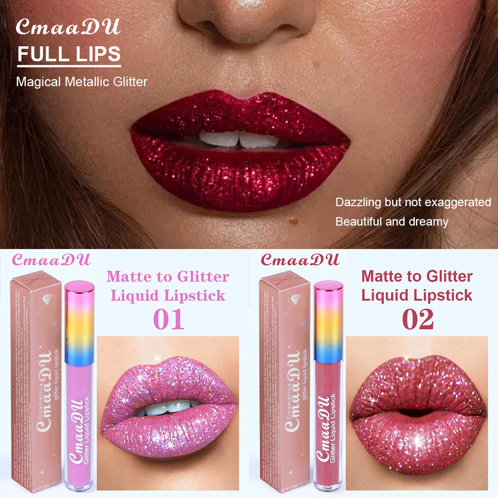 CmaaDu 1 Pcs Glitter Lip Gloss Batom De Longa Duração À Prova D'água Que Não Desbota Presente Perfeito Para Iniciantes