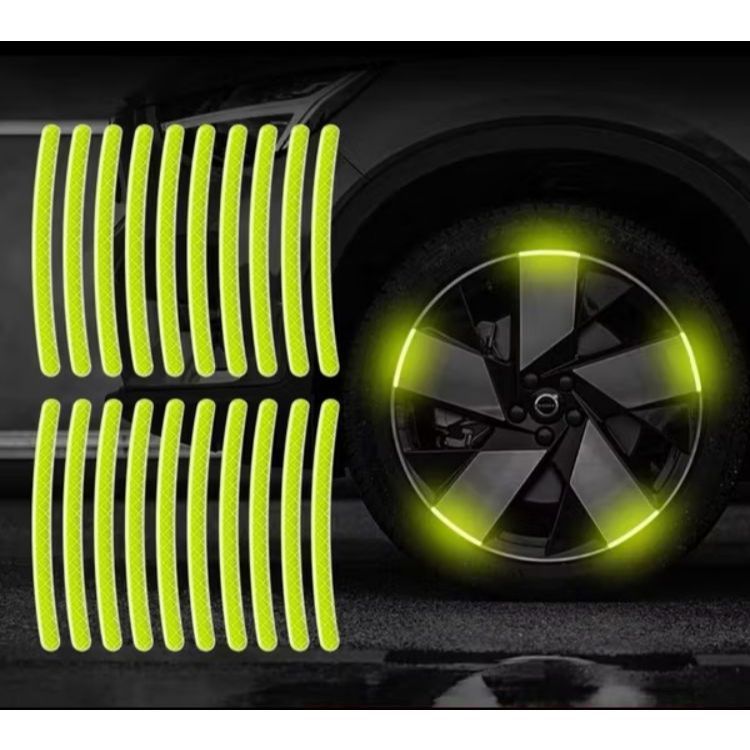 20 Adesivos Refletivos De Listras Decorativas, P/ Rodas De Carro/Moto Aviso De Segurança Noturna