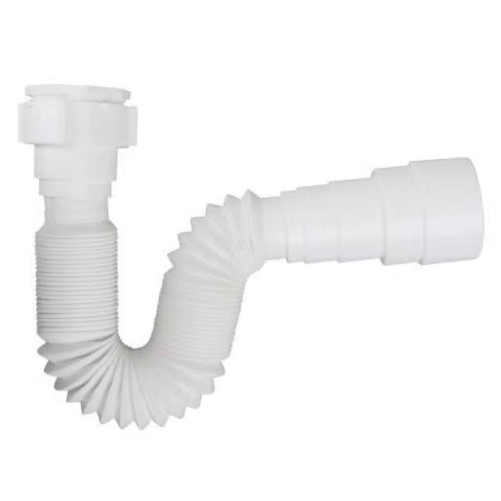 Sifão Sanfonado Extensivo Flexivel Ajustavel Universal Branco Pia Cuba Tanque