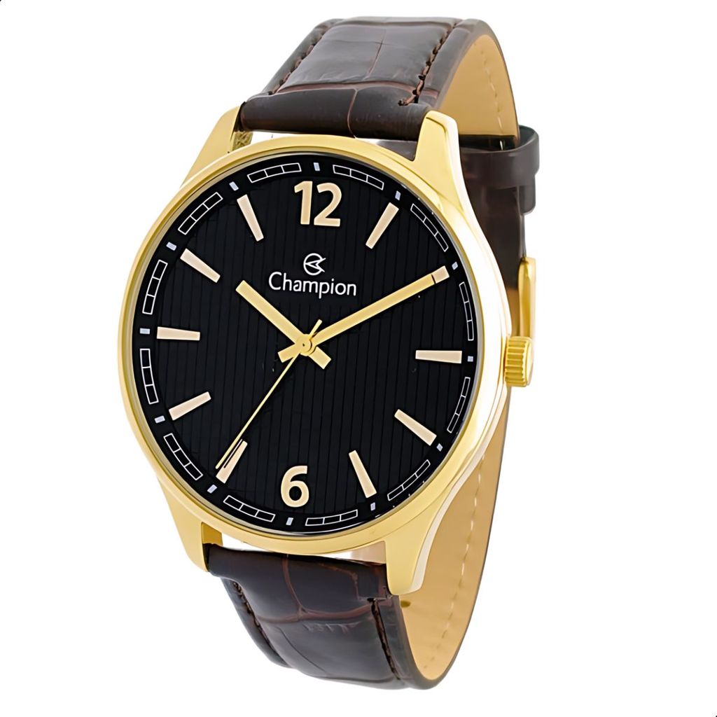 Imagem Relógio Masculino Champion Casual Couro Marrom Social Luxo CN21443U
