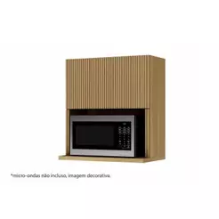 Armário de Cozinha Modulado Rainha c/Nicho Microndas e1 Porta Basculante Ripada 70 cm Nature - Nesher