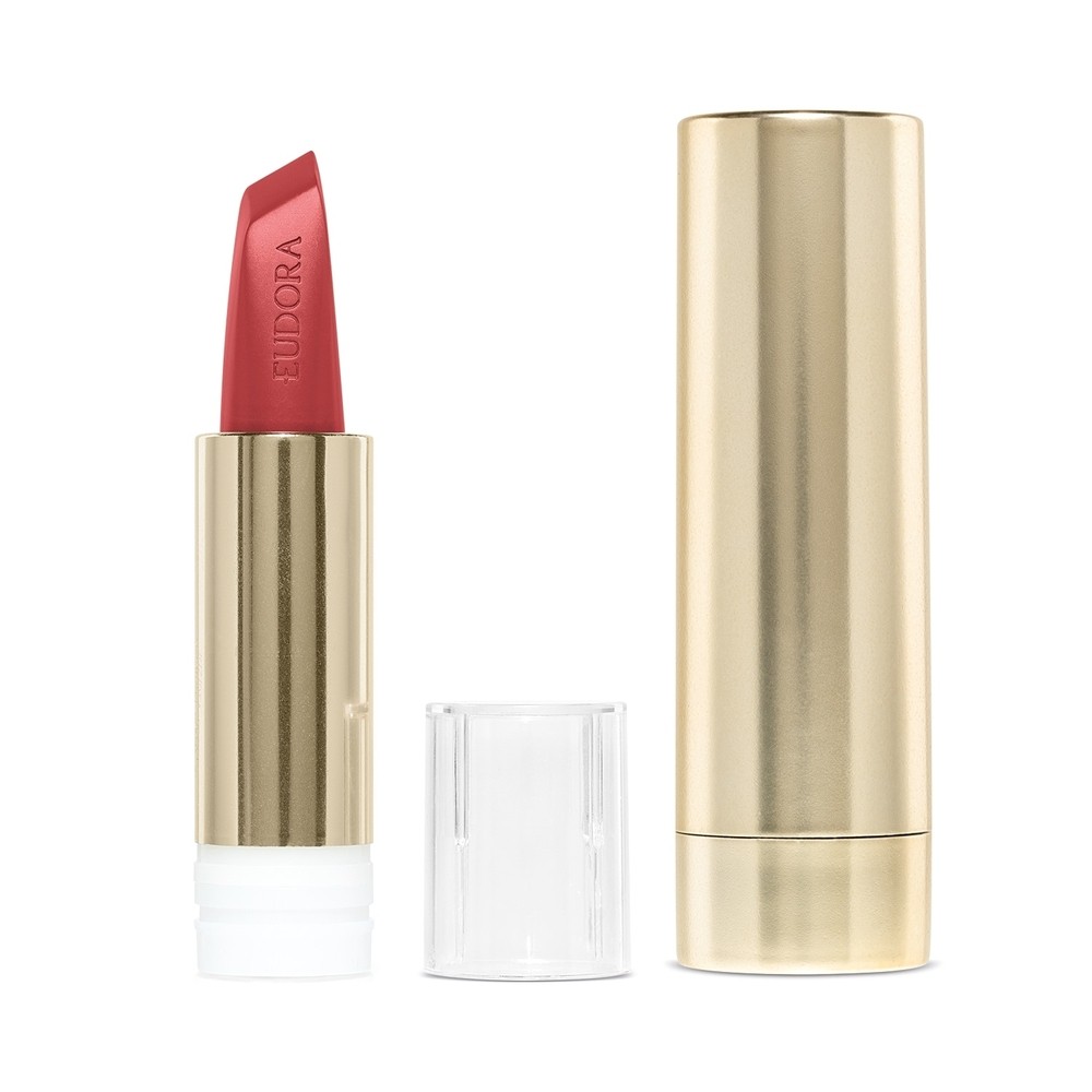 Kit Sofisticada e Destemida: Batom Alaranjado 3,4g + Case Dourado