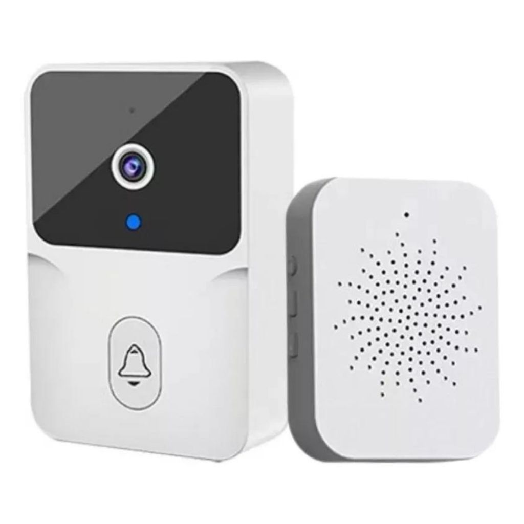 Campainha com Câmera WiFi Sem Fio Inteligente Interfone Áudio HD Branca Residencial Visão Noturna IR