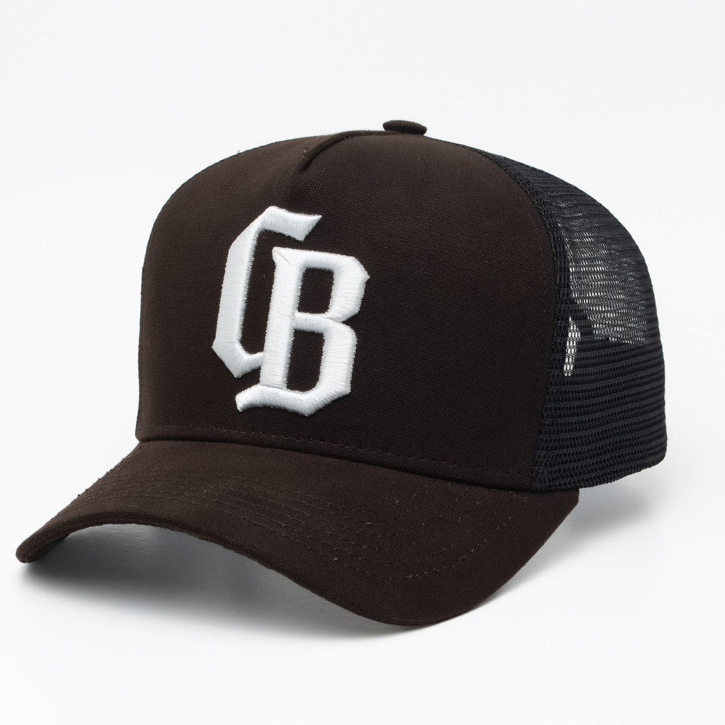 Boné ChoraBoy Aba Curva Trucker - CB Bordado - Marrom/Branco - REF 112