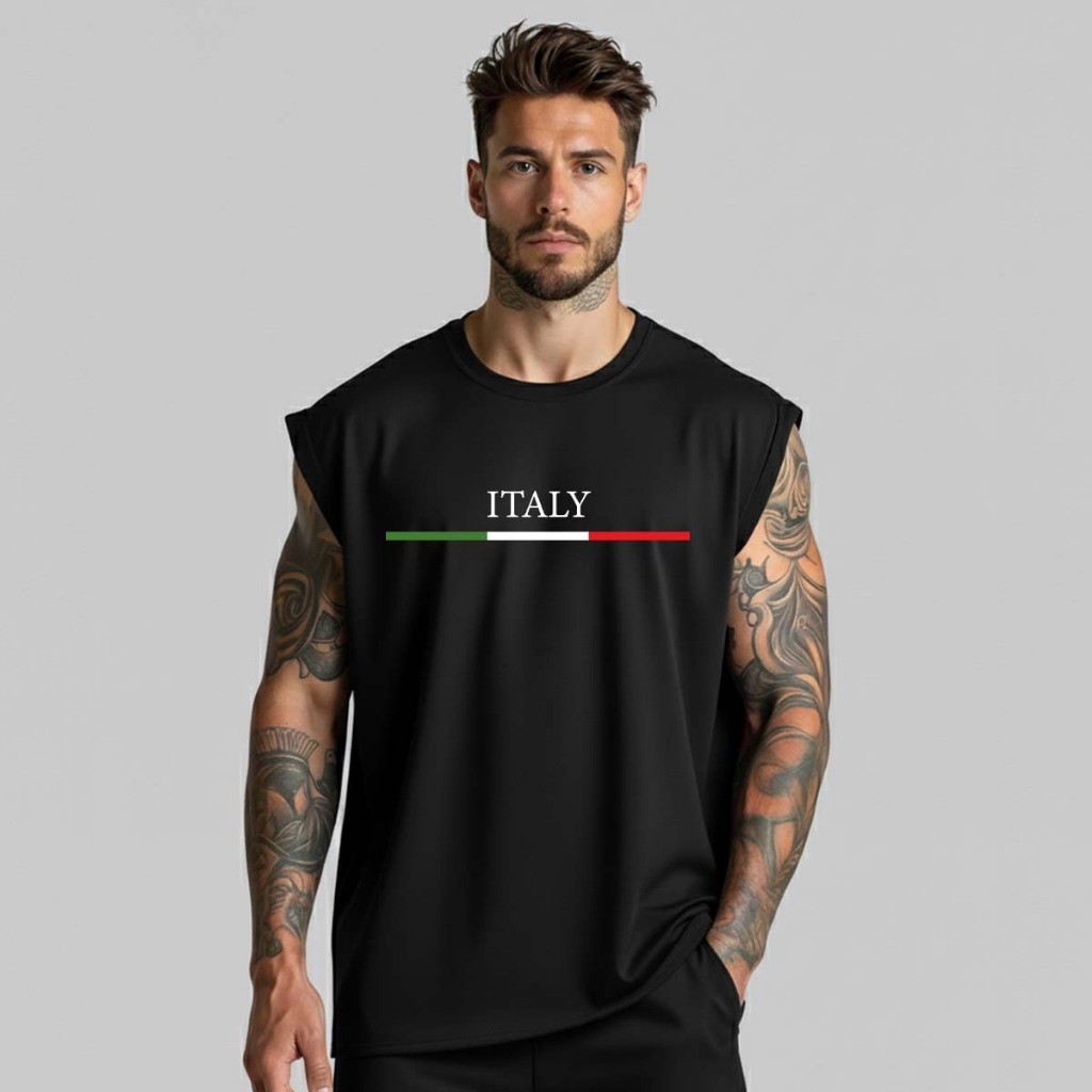 Regata Italy Machão Camiseta Camisa Streetwear Algodão Cavada Longline