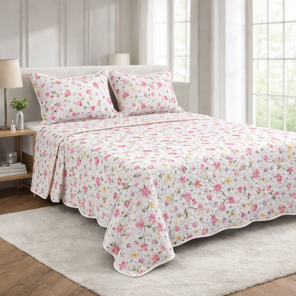 kit Colcha Cobre Leito Bouti, 3 peças, Casal Queen 2,40×2,60m 2 Dupla Face C/ Viés