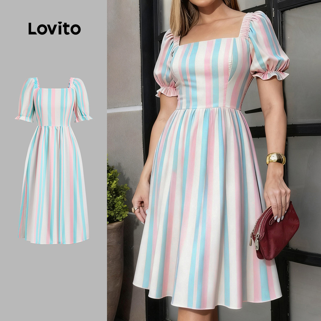 Lovito Linha Casual de Vestido Primavera/verão para Mulheres LK2LD220 em Oferta na Shopee