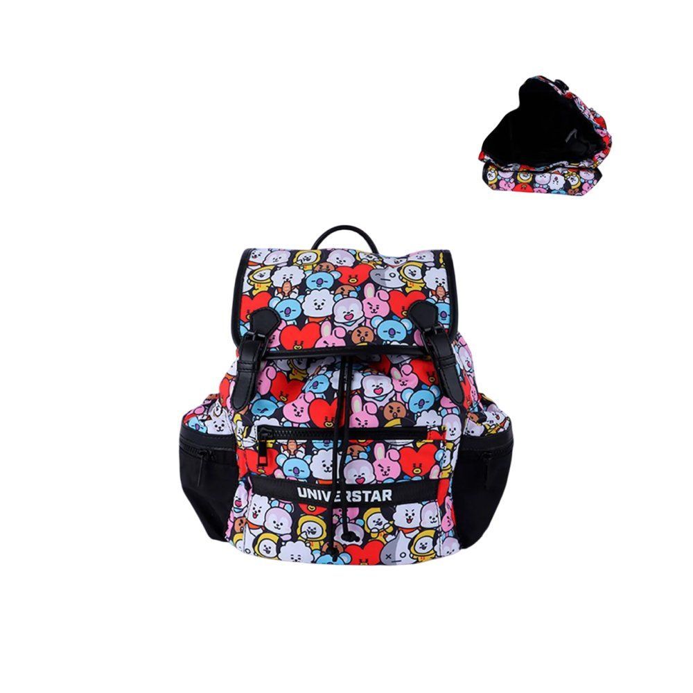 Mochila Infantil de Costa Fechamento Tipo Saco BT21 Preta