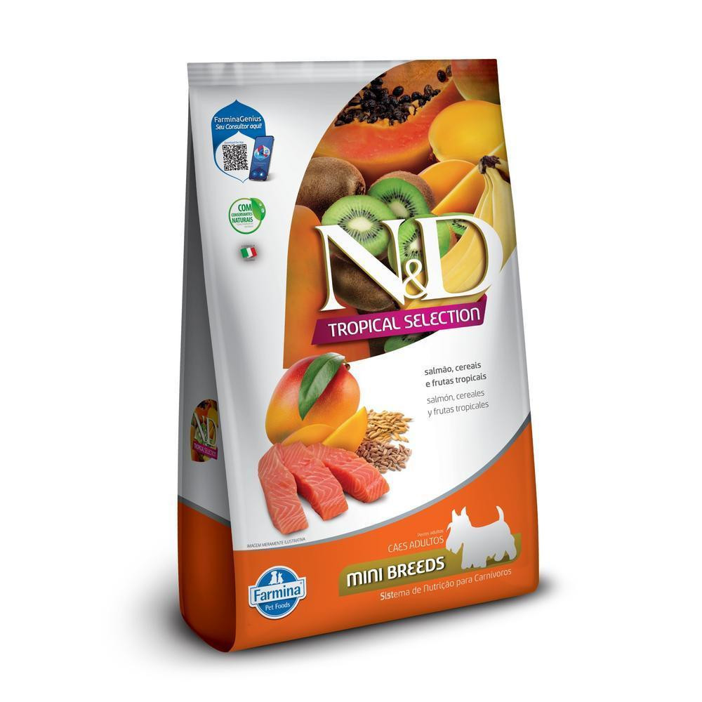 N&D Tropical para Cães Adultos de Raças Mini e Pequenas Sabor Salmão, Cereais e Frutas Tropicais 2,5Kg em Oferta na Shopee