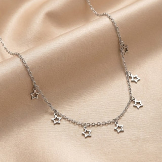 Colar Estrelas Prata em Aço Inoxidável Hipoalergênico Casual e Sofisticado em Oferta na Shopee