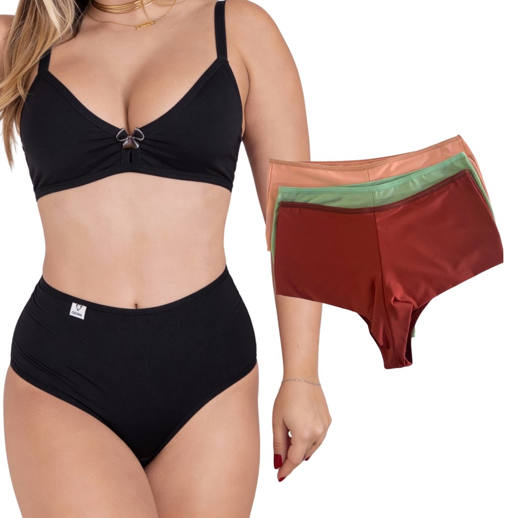Kit Calcinha Fio Duplo Ceci Cintura Alta Tanga Confortável  Não Marca Lingerie Feminina em Oferta na Shopee