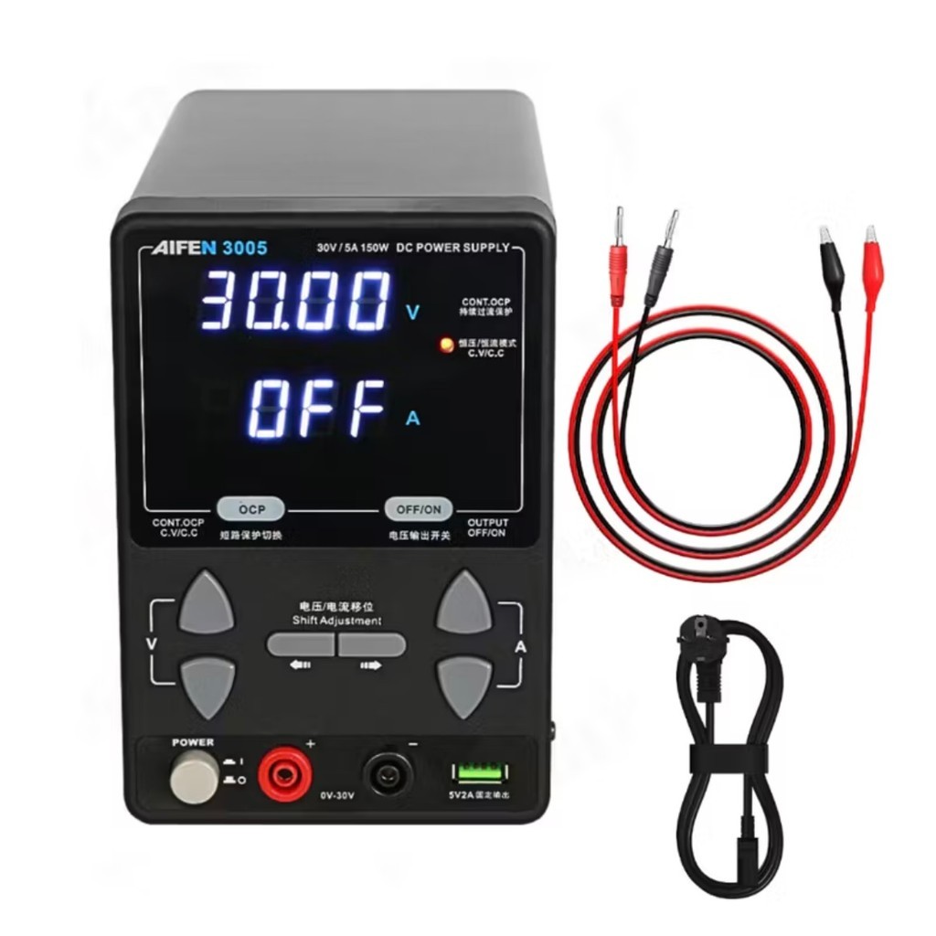 Fonte de Alimentação Digital Aifen 3005 30V 5A 150W Ajustável 4 Dígitos Bancada Manutenção Celular PC Bivolt