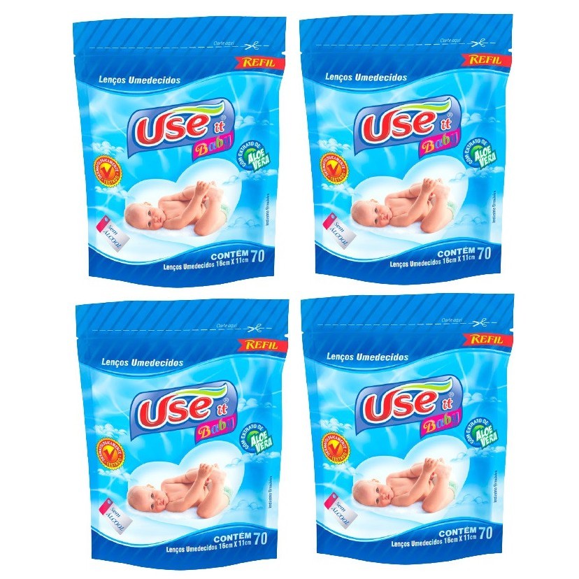 KIT C/4 LENCOS UMEDECIDOS USE IT REFIL C/70