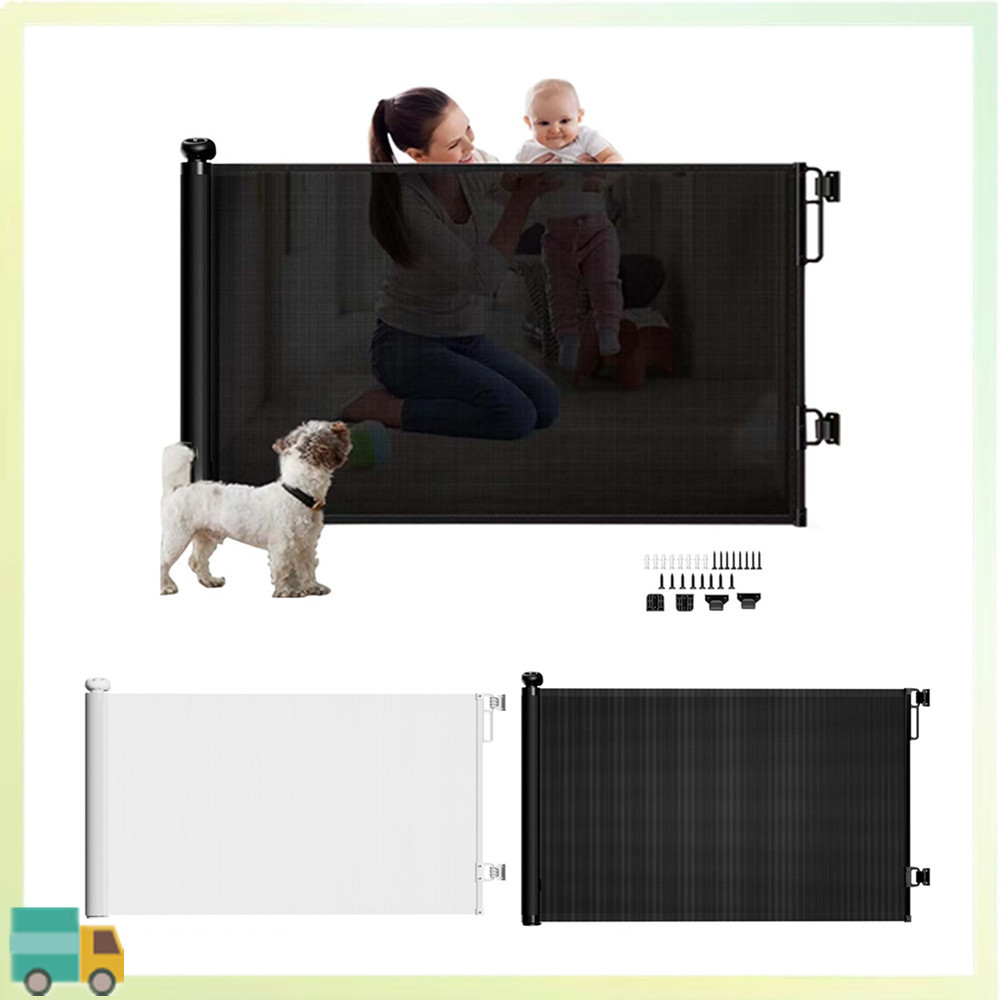 Porta retrátil do bebê sem perfuração cerca da escada multifuncional rede protetora isolamento interno 1.5m