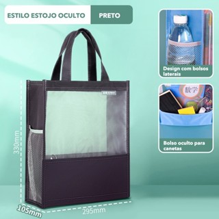 Bolsa impermeável de grande capacidade para guardar livros didáticos, ideal para estudantes, com compartimentos. em Oferta na Shopee
