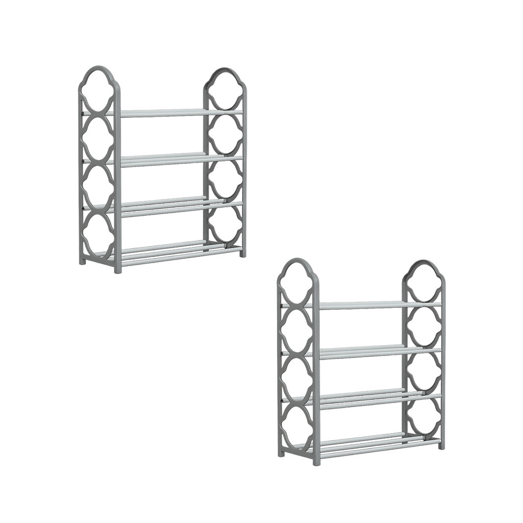 kit 2 Estante Multiuso Calçados Lavanderia  Apartamento Sapateira Organizador 4 Andares Gray Sapatos