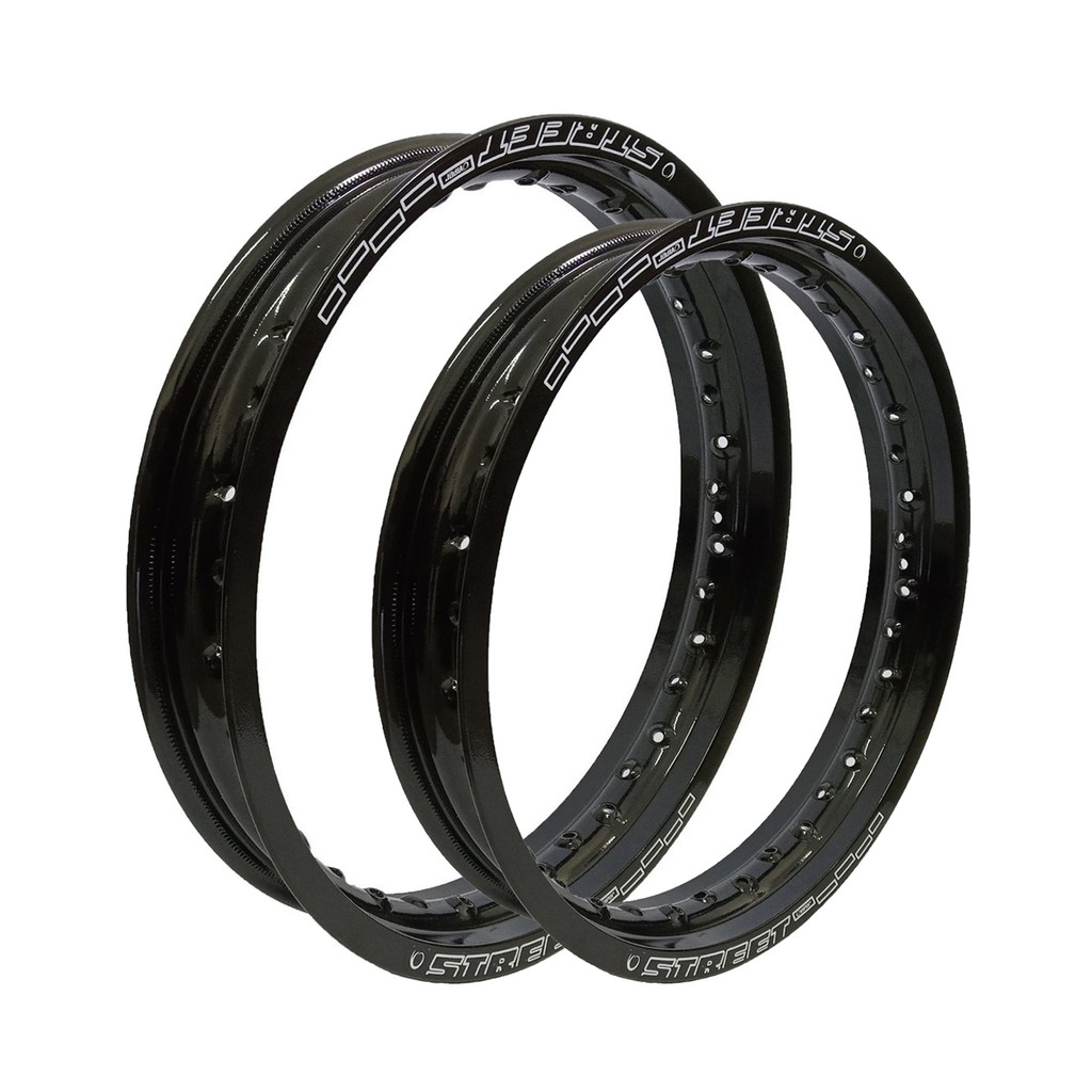 Par Aros em Alumínio Viper Street 21x185 e 18x215 Xre Sahara 300 Tornado 250 Crf 230 Lander Ténéré Xr Dt Preto Brilho