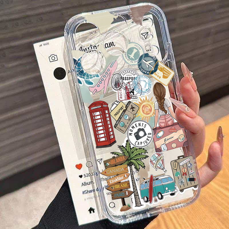 Elegante Padrão De Viagem Caso Para Samsung Galaxy S22 S23 S21 Ultra FE Plus A55 A16 A36 S25 A06 A54 A53 5G S24 Capa