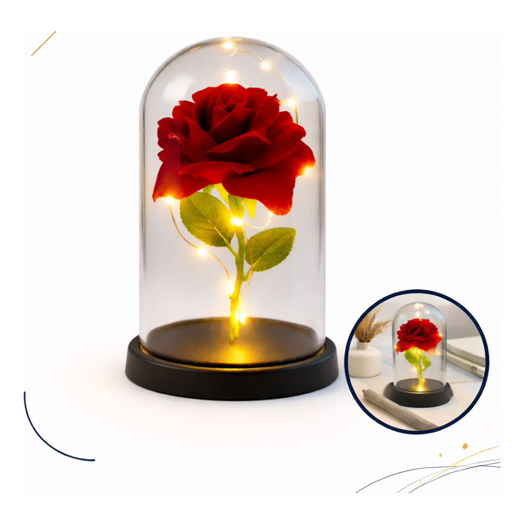Rosa Encantada Eterna Luminária Led Presente Romântico Decor em Oferta na Shopee