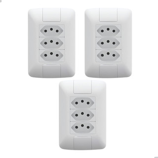 Kit 3 Tomada Tripla 10A Embutir 4X2 Branca Aria Tramontina