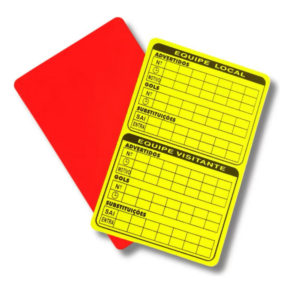 Cartão Arbitro Futebol Oficial Amarelo Vermelho