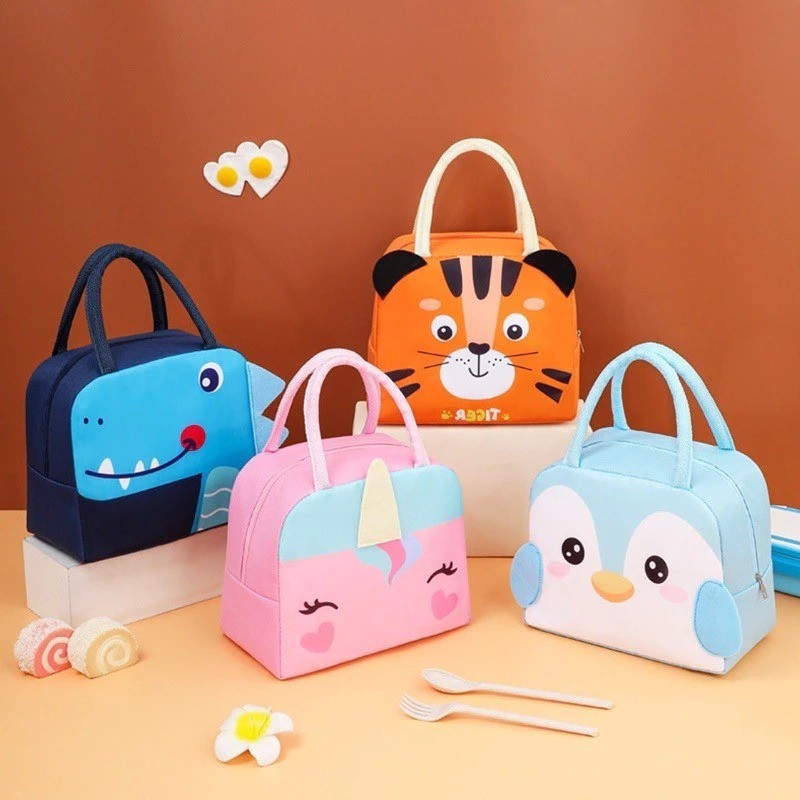 Bolsa Térmica Portátil Marmita Necessaire Lancheira Animais Fofos Com Isolamento Térmico Viagem