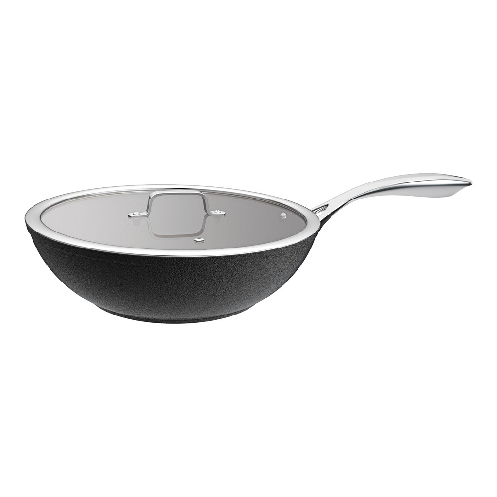 Panela Wok Robust 28cm com Tampa Color Stone Antiaderente Revestimento Premium