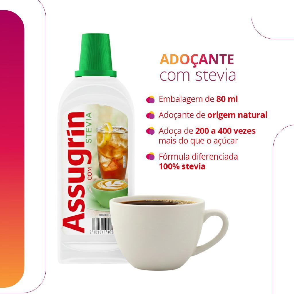 Adoçante líquido natural 100% stevia assugrin 80ml dietético