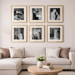 Kit 6 Quadros Para Sala Ampla Personalizado Com Moldura Vidro