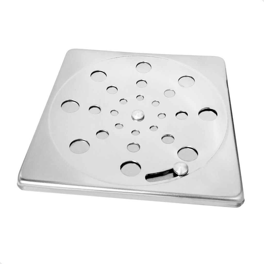 Tampa para Ralo Grelha Inox Quadrada  10x10cm Sem Caixilho com Fecho Para Banheiro Anti Insetos