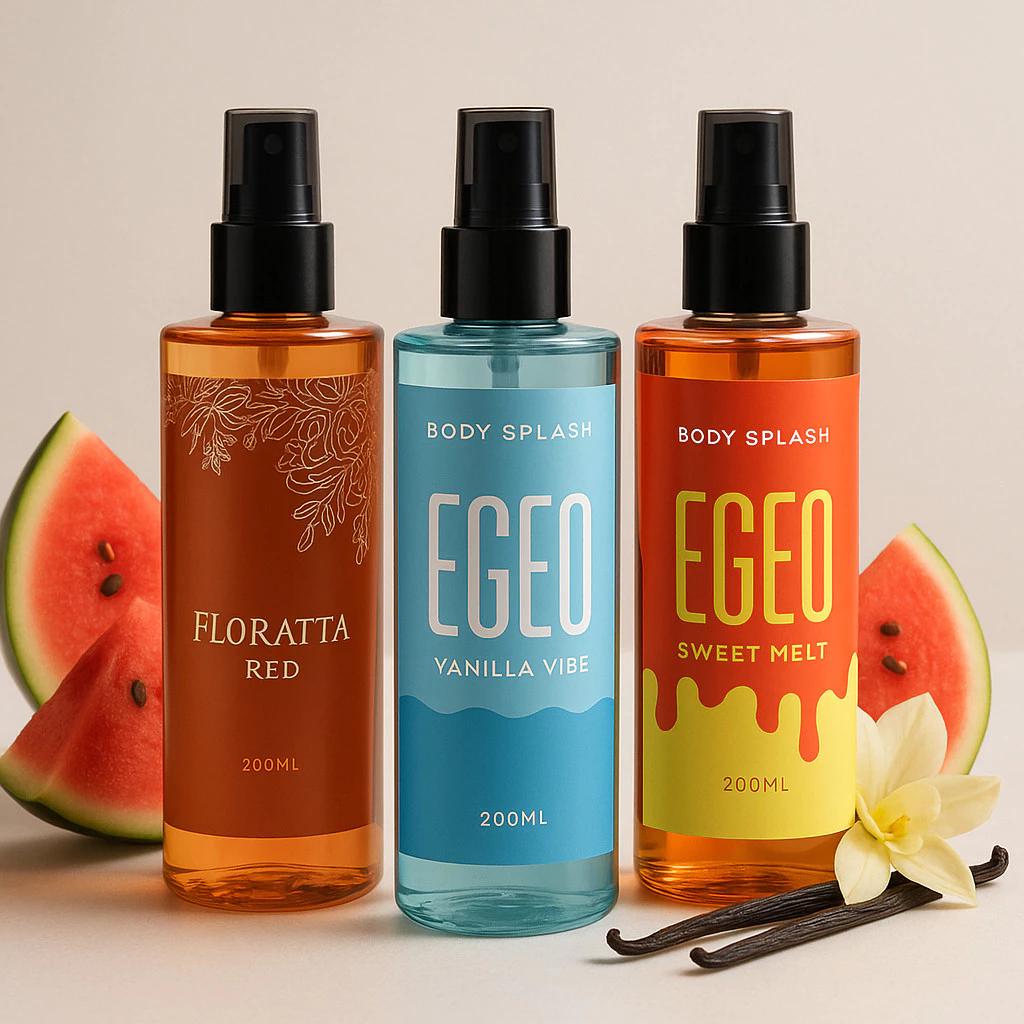 Kit 3/2/1 Body Splash Egeo Vanilla Vibe e Egeo Melancia + Floratta Red — imagem 1