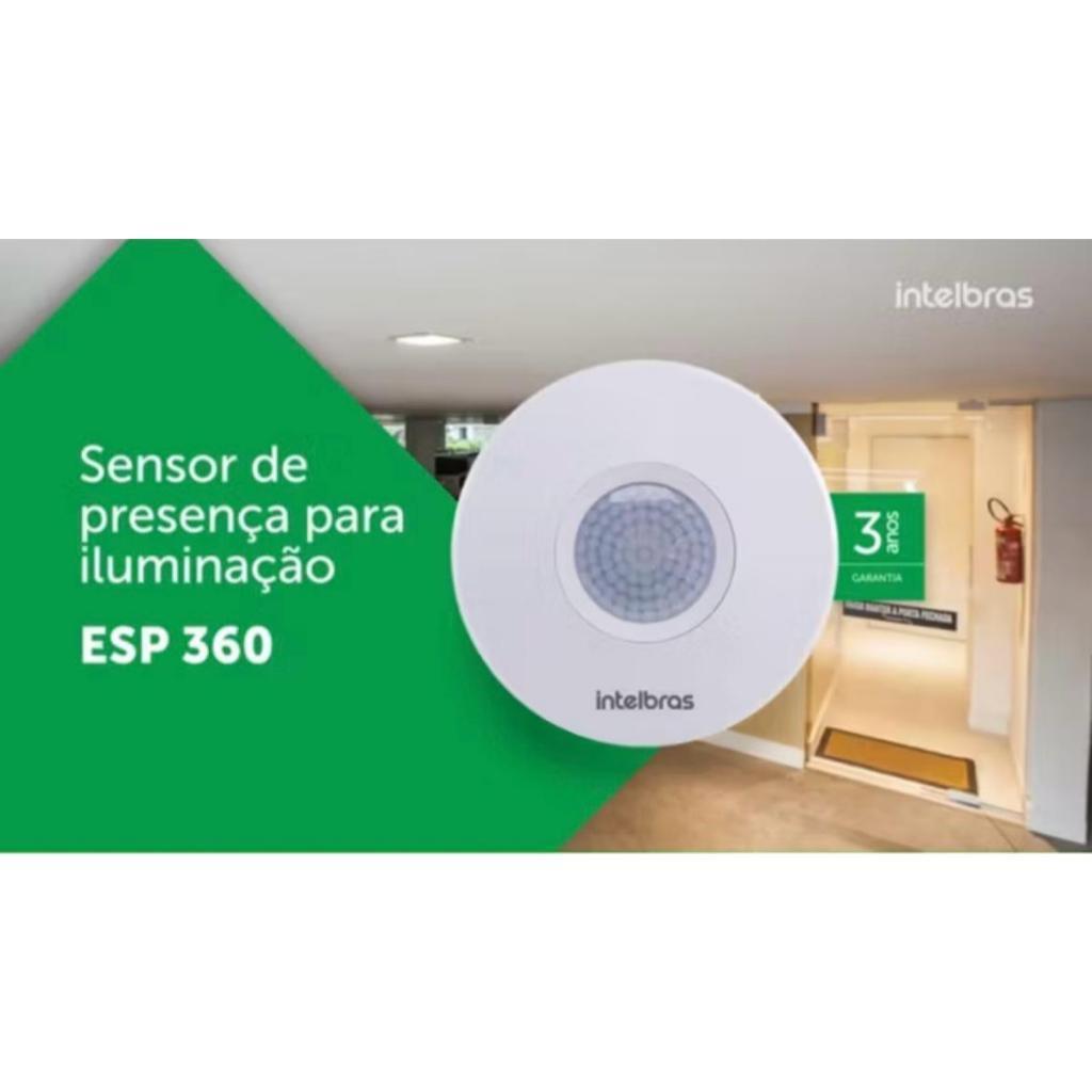 Sensor De Presença Intelbras Espi 360 Teto 2 Em 1 Embutir Ou Sobrepor Bivolt Economia Energia