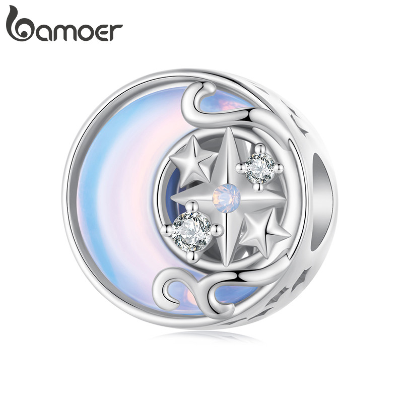 Bamoer Bead Moon Pingente DIY Pulseira Colar Acessórios Para Presentes Femininos