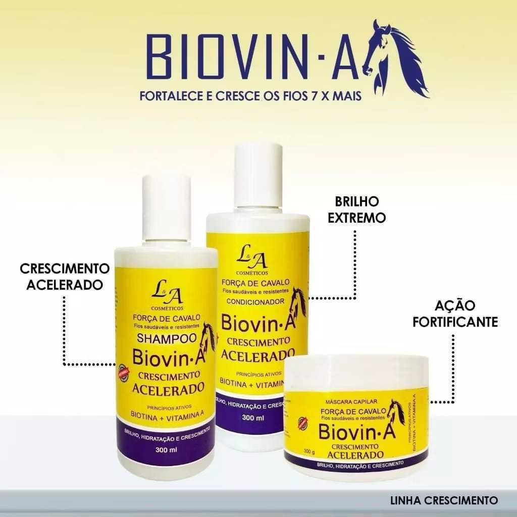 KIT SUPER CRESCIMENTO Biovin A Força de Cavalo Shampoo+máscara+condicionador