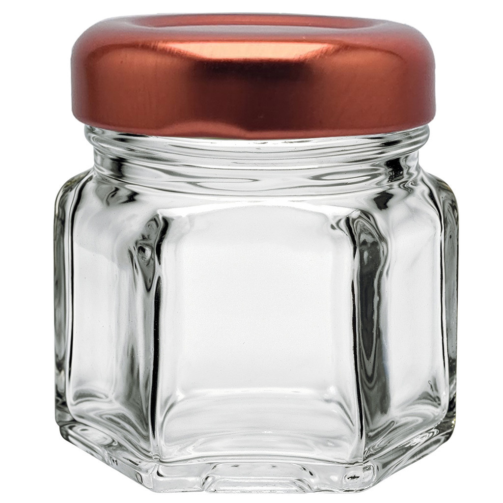 25 potes de Vidro mini geleia brigadeiro de 40 ml sextavado geleinha tampa Rosê