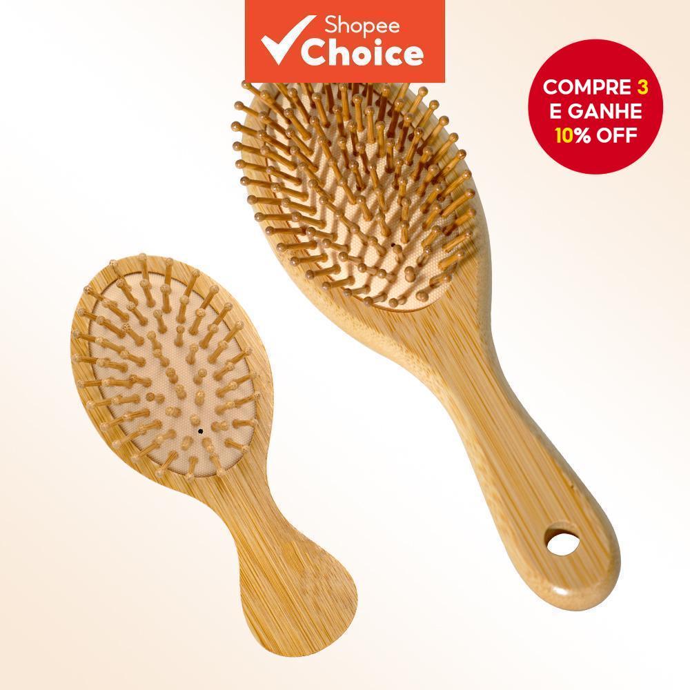 Conjunto de Escova de Cabelo de Bambu, Massagem no Couro Cabeludo, Desembaraçante, Estímulo ao Crescimento, Ferramentas