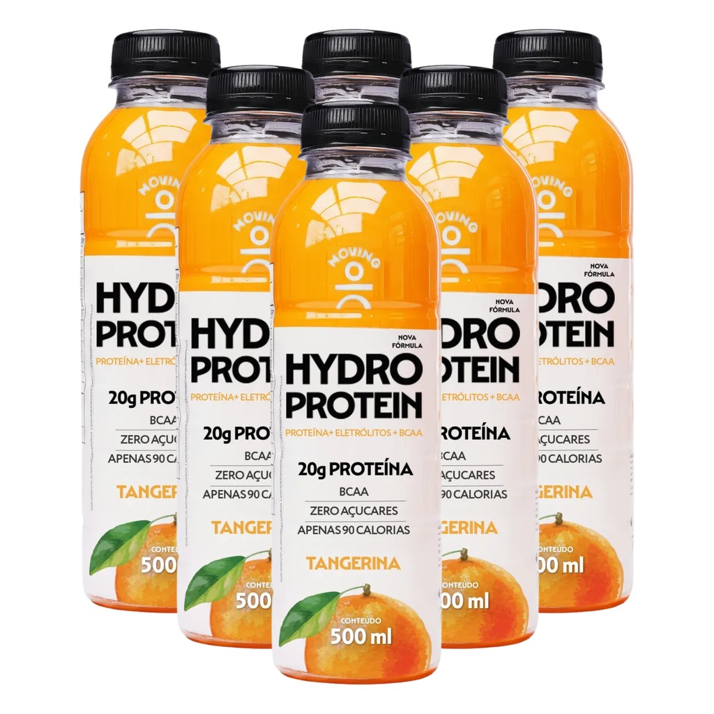 Moving Hydro Protein 6x500ml Tangerina 20g proteína + BCAA em Oferta na Shopee