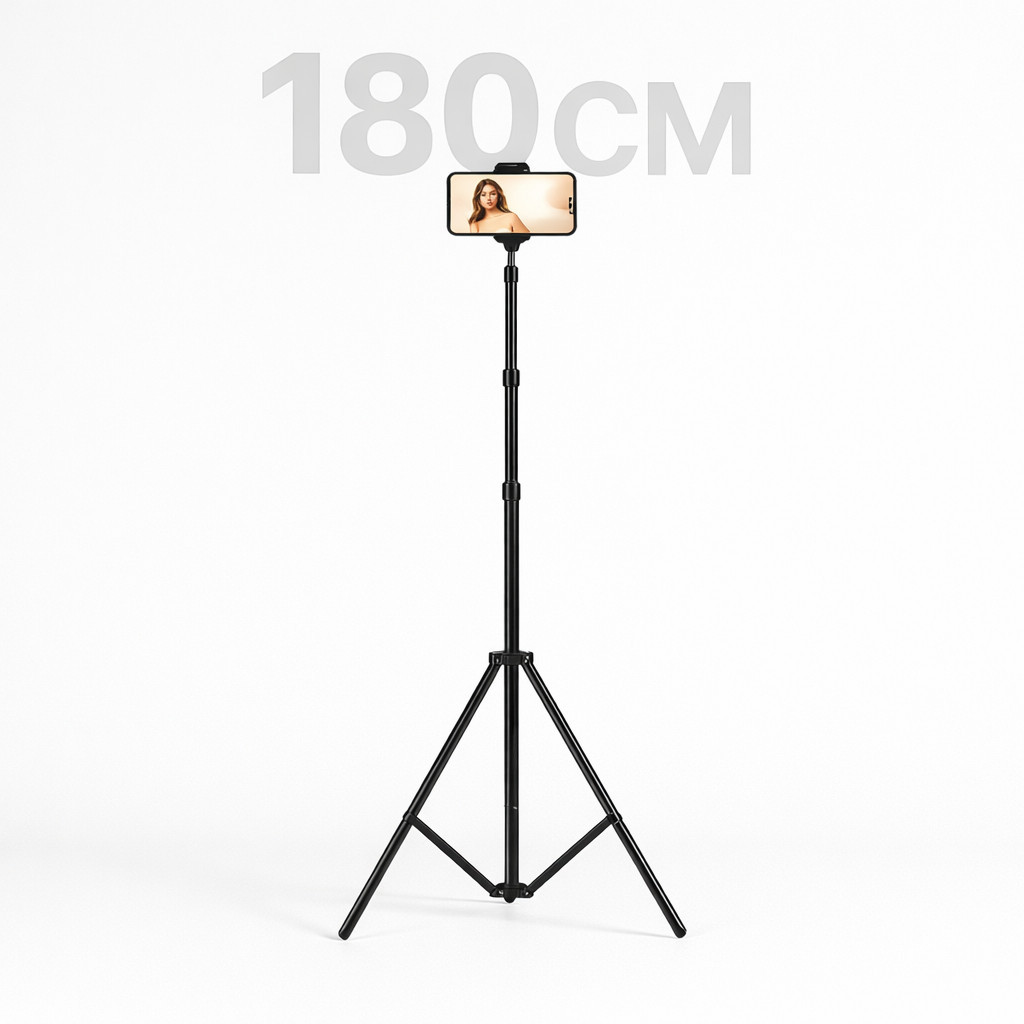Tripé Profissional 180 cm Ajustável Alumínio + Suporte Celular – Estável e Portátil p/ Criadores em Oferta na Shopee