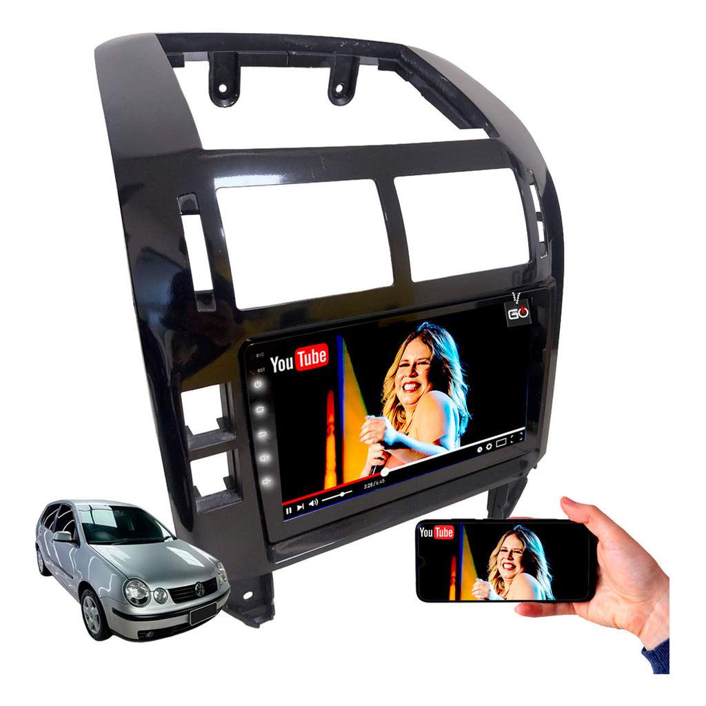 Multimidia Mp10 Polo Blackpiano Carplay Tela 9pol Kit Pronto